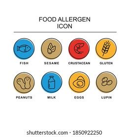 Food Allergen Icons Set Food Stock Vector Royalty Free