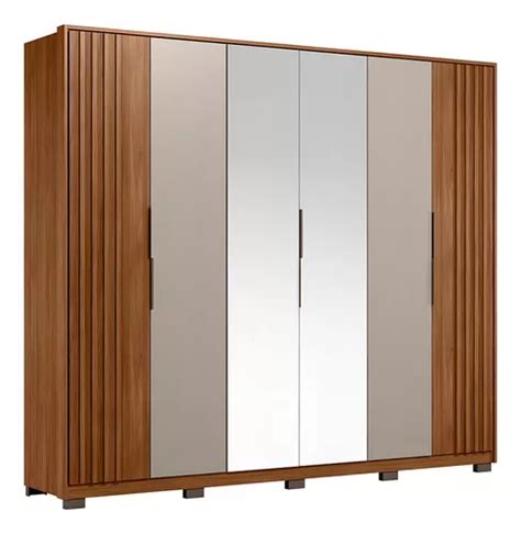 Guarda Roupa Casal Ripado Atrice Portas Nogueira Nude Mercadolivre