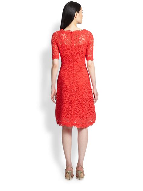 Lyst Teri Jon Lace Dress In Red