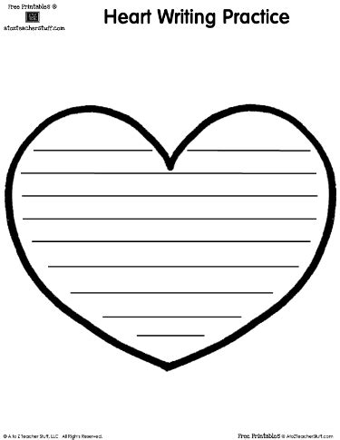 Printable Heart Template With Lines For Writing