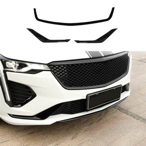 For Cadillac CT4 2020 2024 Bright Black Front Bumper Grille Spoiler