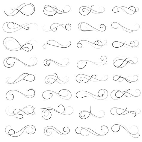 set of swirl border calligraphy and dividers decorative vector in ...