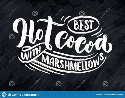 Hot Cocoa Hand Lettering Composition Hand Drawn Quote For Christmas Signs Cafe Bar And