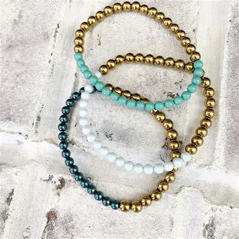 Jade Bead Bracelet Gold Bead Bracelet Gold Textured Chunky - Etsy