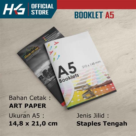 Jual 100 Buku Cetak Booklet Ukuran A5 Bolak Balik Full Warna Art