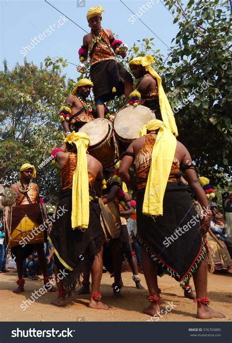 Hyderabadindia-january 14artists Perform Dollu Kunitha Drum Stock Photo ...