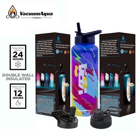Vacuum Aqua Oz Oz Flask Insulated Tumbler Hot And Cold Wide Mouth Water Bottle With Lid