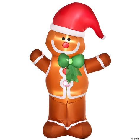 Homcom 6ft Christmas Inflatable Gingerbread Man Outdoor Blow Up Yard