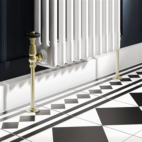 Chatsworth Traditional Brushed Brass And Black Thermostatic Radiator Valve Energy Saving