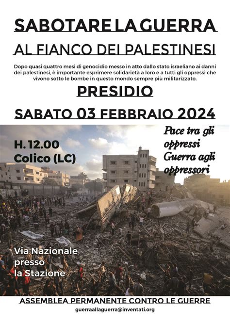 Lecco 3 Febbraio Sabotare La Guerra Al Fianco Dei Palestinesi Il