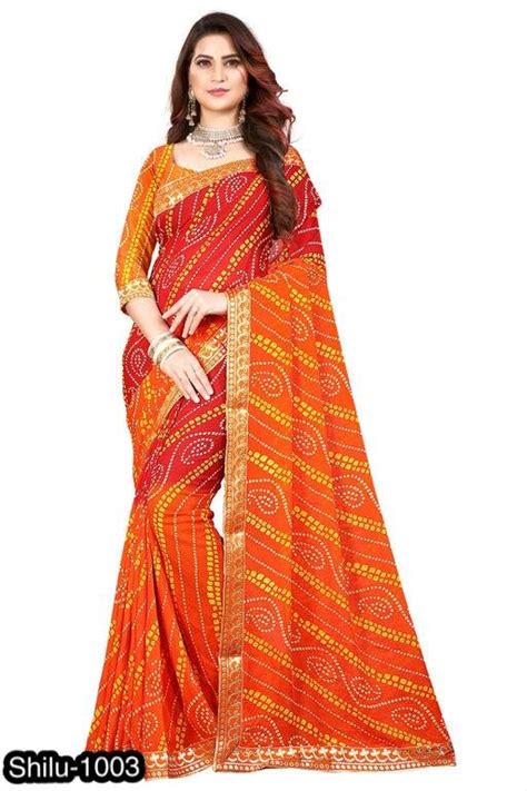 Party Wear Printed Saree Size 5 Meter 52 M Separate Blouse Piece