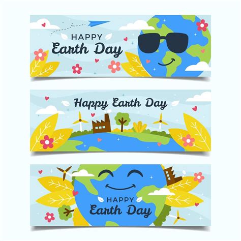 Happy Earth Day Banner Set 2186763 Vector Art At Vecteezy