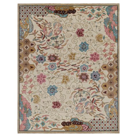 Rug And Kilims Chinese Art Deco Style Rug In Pink And Beige With