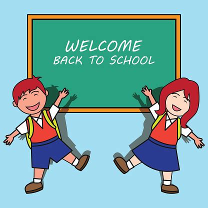 Welcome Back To School Cartoon Concept Vector Illustration Stock Illustration - Download Image ...