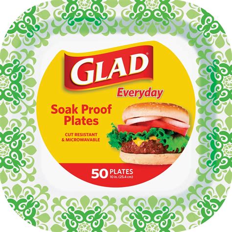 Glad Everyday 10 In. Green Square Paper Plates (50-Count) BBP0102 ...