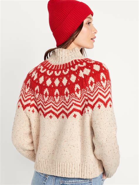 Mock Neck Fair Isle Cropped Sweater Old Navy