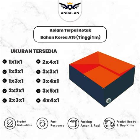 Kolam Terpal Kotak Bahan Korea A Budidaya Ikan Tinggi M Lazada