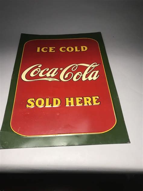 Stunning 1931 Coca Cola Tin Embossed Sign 20â€ X 28â€ Ice Cold Sold