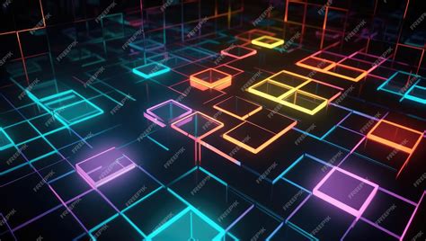 Premium AI Image | A colorful neon background with squares and the ...