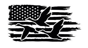 Distressed American Flag Duck Hunter Drake Hunting Decoy Decal Sticker