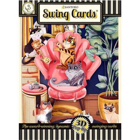 Lounging Cats Biglietto D Auguri Swing Card Santoro D Pop Up