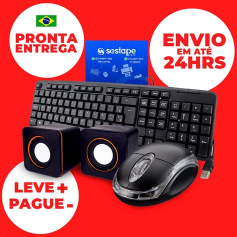 Teclado E Mouse Basico Fio Computador Caixa De Som Pc Mousepad