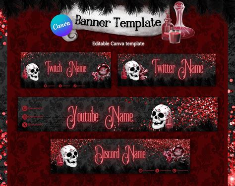 Gothic Skull Twitch and Twitter Banner. Vampire Custom Twitch Profile ...