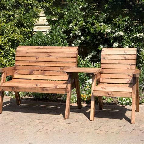 Three Seat Wooden Garden Furniture Companion Set Straight with Green ...