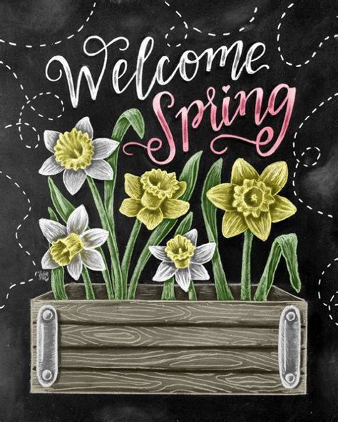 Spring Art Welcome Spring Daffodil Art Chalk Art Hello Etsy Spring