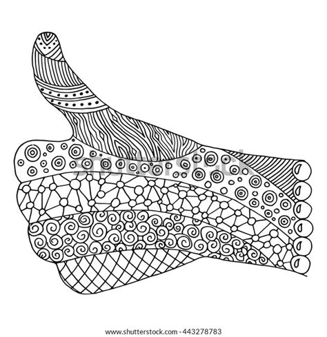 Hand Zentangle And Zendoodle Vector Arm Fist Zen Doodle And Zen Thumb