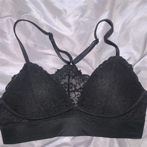 Victorias Secret Pink Black Bralette Worn Less Than Depop