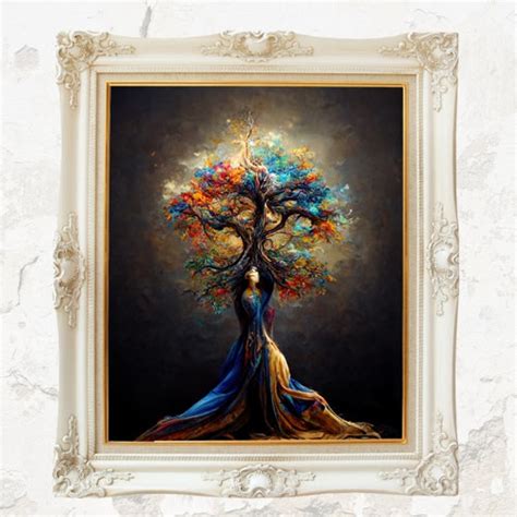 Fantasy Female Tree Of Life Mother Nature Gaia Goddess Etsy