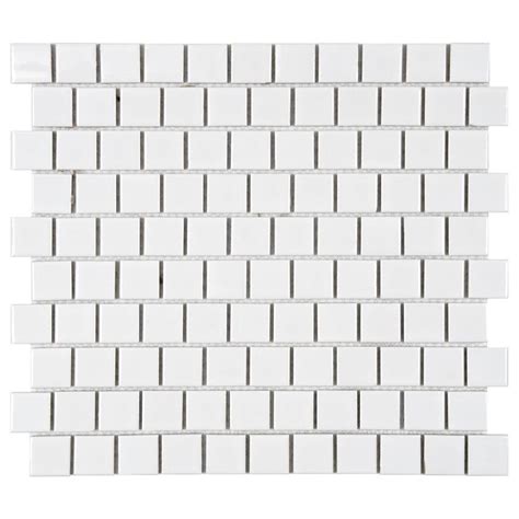 Merola Tile Metro Square Offset Glossy White 10 34 In X 11 34 In X