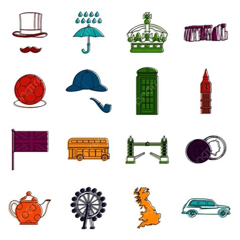 Great Britain Vector Hd PNG Images Great Britain Set In Outline Style