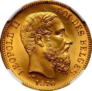 Belgian Gold Plated Copper Francs Leopold Ii Pattern