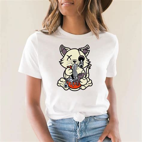 Pastel Goth Kawaii Cat With Ramen Halloween T Shirt