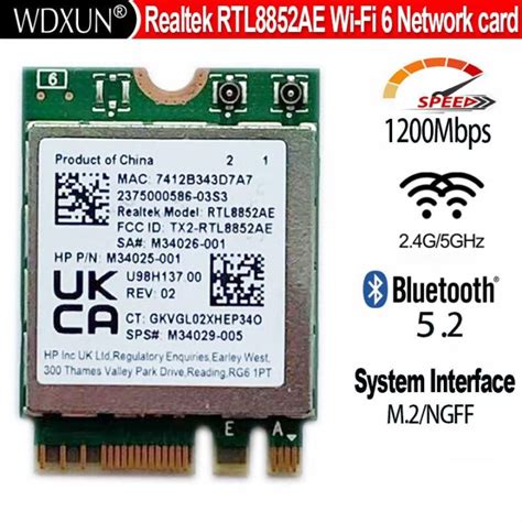 Realtek Rtl8852ae Rtl8852 Aw Xb473nf Wifi 6 Mu Mimo Network Card 24g