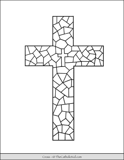 Cross Coloring Page Stained Glass Pattern TheCatholicKid