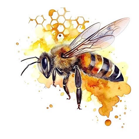 Premium Photo | A bee with a watercolor effect on a white background a ...