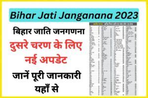 Bihar Caste Code List Bihar Jati Janganana Nd Phase