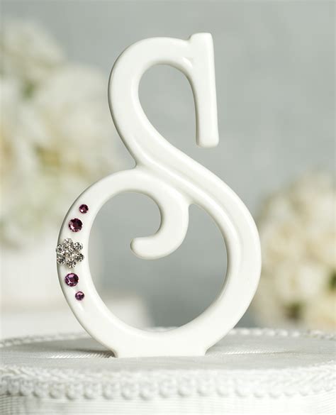 Crystal Florette Accented Porcelain Monogram Cake Topper