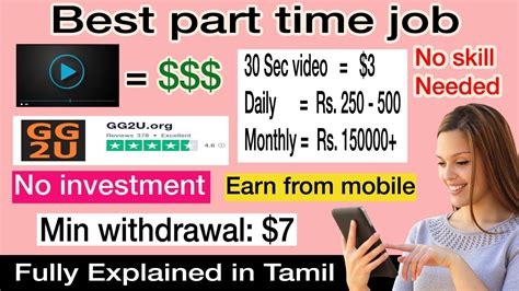 Rs 500 Day Online Part Time Job Tamil Earn By Watching 30 Sec Video