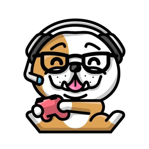 Premium Vector | CUTE BULLDOG IS PLAYING VIDEO GAME CARTOON ILLUSTRATION