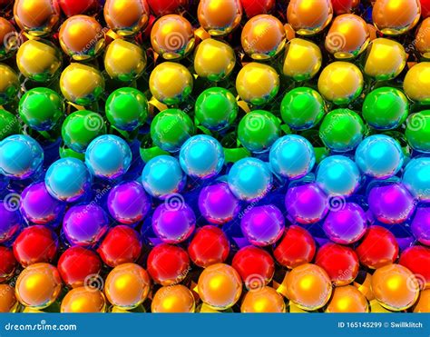 Abstract Rainbow Balls Background Or Wallpaper With Group Of Shiny