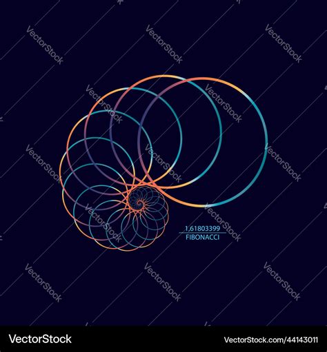 Fibonacci Sequence Circle Golden Ratio Spiral Vector Image