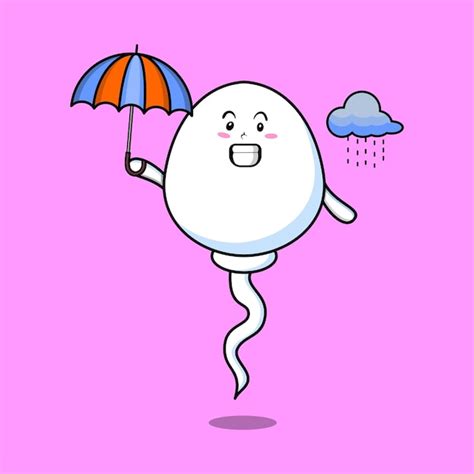 Joli Personnage De Sperme De Dessin Anim Sous La Pluie Et L Aide D