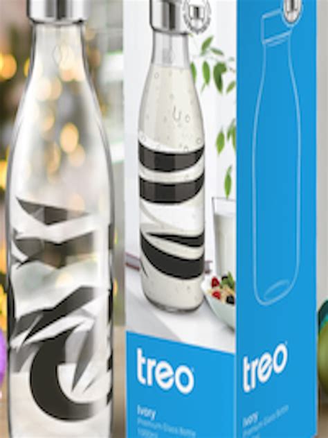 Buy Treo Ivory Premium Glass 4 Pieces Abstract Black Printed Bottle 1 L