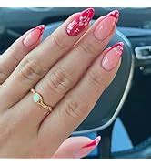 Amazon Pcs Nude Pink Press On Nails Medium Square Yefiuo Glitter Fake Nails With Gold