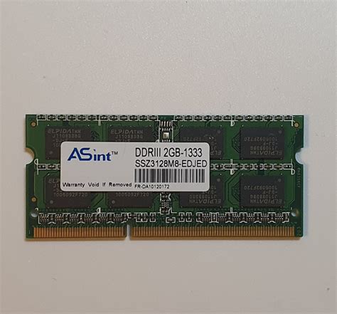 Mémoire Sodimm DDR3 Asint PC3-10600S SSZ3128M8-EDJED 2 Go – EIRL CJL-INFO