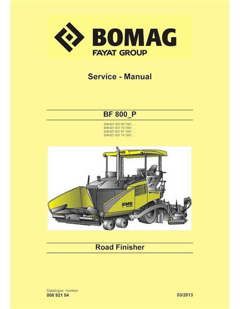 BOMAG BF800 P Wheelled Paver Pdf Service Manual